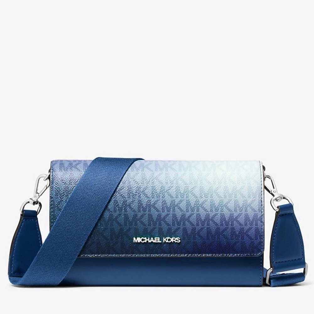 MICHAEL KORS Jet Set Large Ombré Signature Logo Crossbody Bag
Galaxy Blue 
NWT